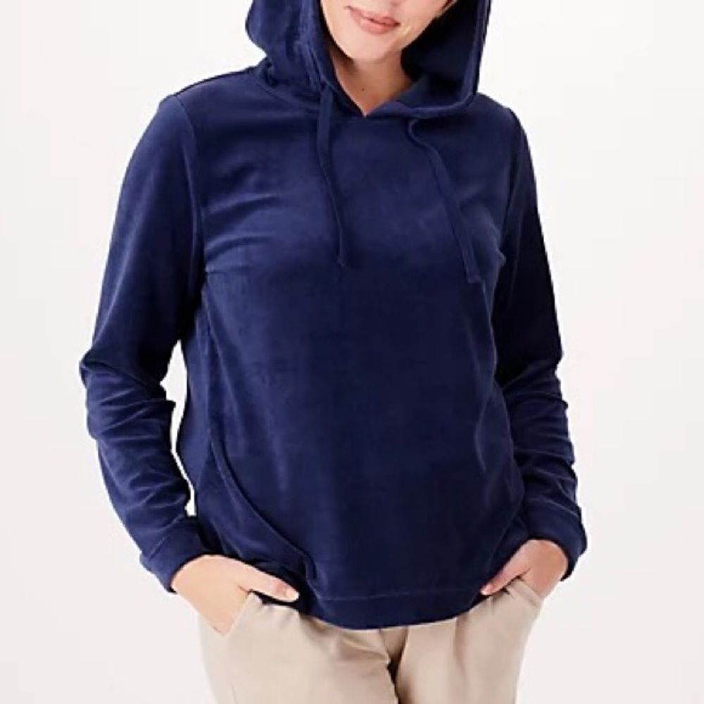 Denim & Co. Active Velour Hooded Pullover
